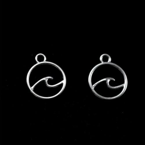 50pcs 15x12mm Antique Silver Color Waves Charms Pendant For Jewelry Making DIY Jewelry Findings