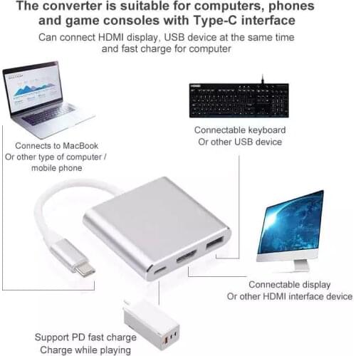 HW-TC34 type C USB-C To HDMI USB Converter for Samsung Huawei iPad Mac NS Usb 3.1 Type C To HDMI USB 4K Adapter Cable