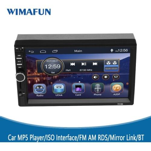 WIMAFUN Factory Wholesale Price 2 Din 7 Inch LCD Touch Screen Auto Stereo Player FM Radio 7018B Car Audio Bluetooth Rear View