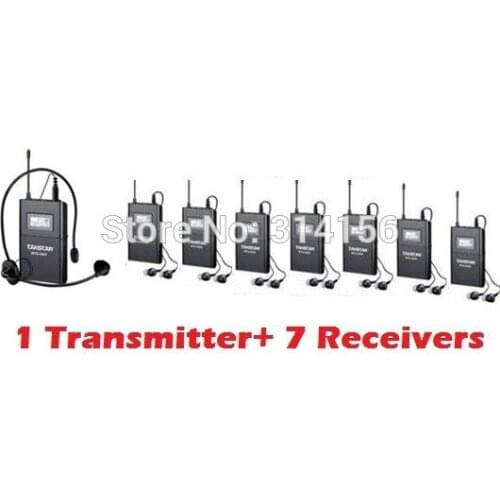 Takstar WTG-500/WTG 500 UHF Wireless Tour Guide System Long operating range up to 100M 1 Transmitter+7 Receivers+MIC+7earphone