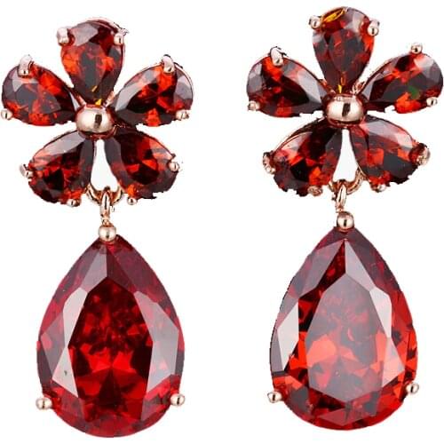 Bettyue Brand Fashion Charm High Quality AAA Red Cubic Zircon Rose Gold Color Jewelry Earrings For Woman Wedding Party Gift
