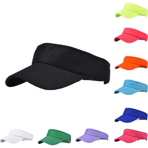 Unisex Solid Color Visor Men Empty Top Baseball Caps Cotton Velcro Adjust Sports Hats Women Summer Outdoor Casual Sun Hat