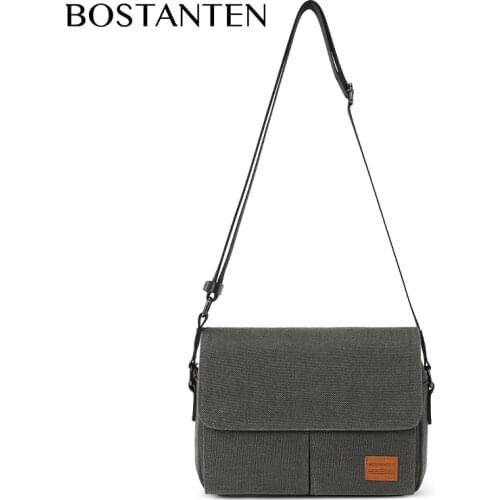 BOSTANTEN Mens Authentic Waterproof Canvas Student Shoulder Bag Sports Retro Messenger Bag for Men