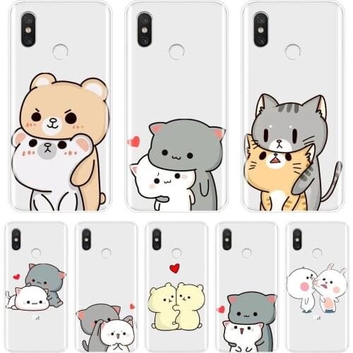 TPU Back Cover For Xiaomi MI A1 A2 LITE 8 SE Soft Silicone Cartoon Kawaii Cute Cat Phone Case For Xiaomi MI 5 5C 5S 5X 6 6X Plus