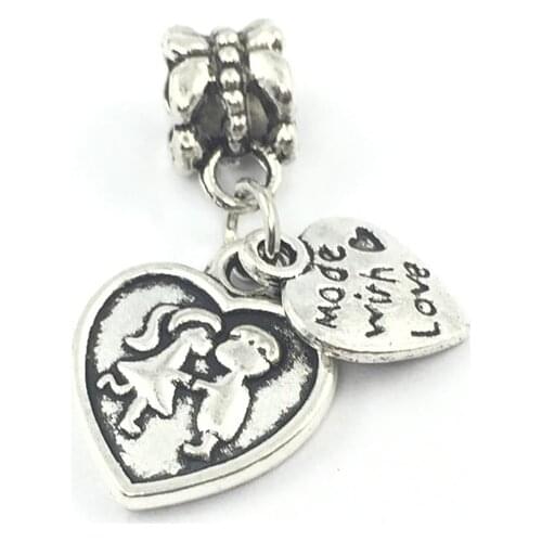 Baby Kiss With LOVE Heart Dangle Pendant European Beads Fit Charms Bracelets&Bangles Necklace