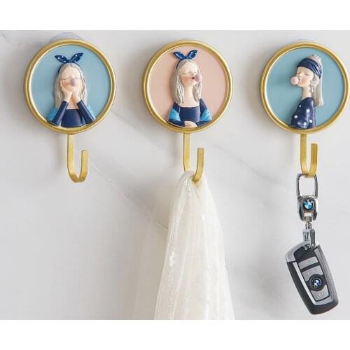 Teen Girls Wall Decor Nordic Girl Creative Resin Hook Minimalist Bathroom Accessories Key Hanger Room Decoration Accessories