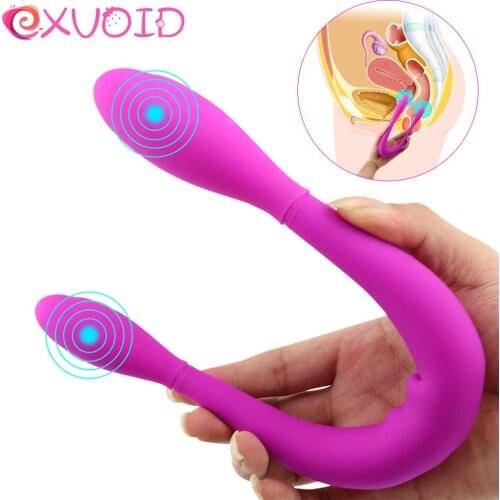 EXVOID Double Ended Penis Dildo Vibrator for Women Men Lesbian Toys Prostate G-spot Massager Sex Toys for Couples Masturbator