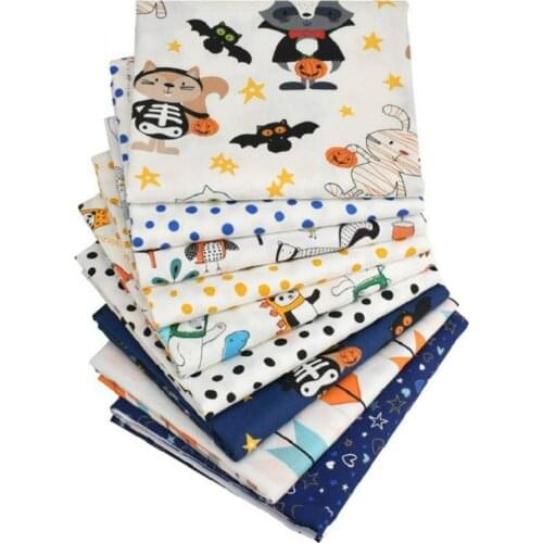 Cute Cartoon Animal Print Cotton Twill Fabric Suit 9pcs 40x50cm Breathable Pure Cotton Twill Fabric for DIY Sewing Home Textile