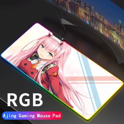 Darling In The Franxx Gaming Mouse Pad RGB Computer Mousepad Gamer Custom DIY Large XXL Backlight Keyboard Desk Mat for Zero Two