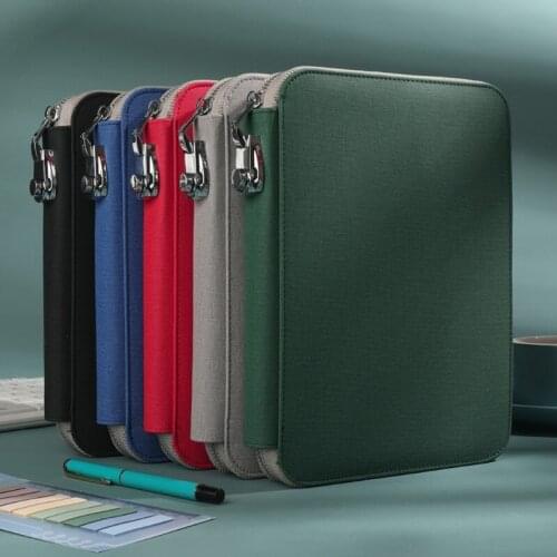 PU Leather B5 Notebook Business Notepad Loose Leaf Binder Spiral Notebook with Zipper Lock Traveler Handbook Notebook