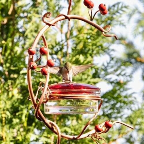 Courtyard bird feeder Red Berries Hummingbird Feeder Outdoor Plastic Flower Iron Hook Birds Feeder