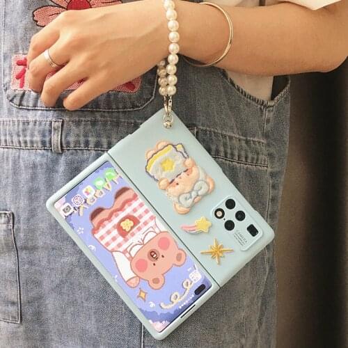 Frosted Towel Bear Case for Huawei Mate X2 Cute Cases Korea Original Cover for Huawei MateX 2 Case for Women Couple Conque