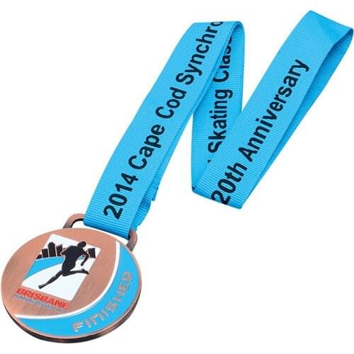 Custom Medal with Lanyard for Promotion cheap running sports medals with blue ribbons OEM you own LOGO medals