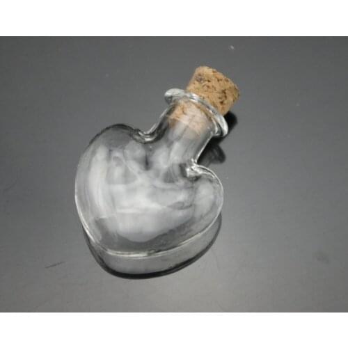 5pcs Heart Shaped Clear Glass Bottle Vial Miniature with Cork Stopper and Hook