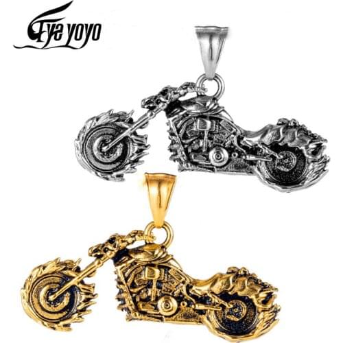 Motorcycle Rider Biker Long Men Necklace Pendant Chain Punk for Boyfriend Male Stainless Steel Jewelry Creativity Gift