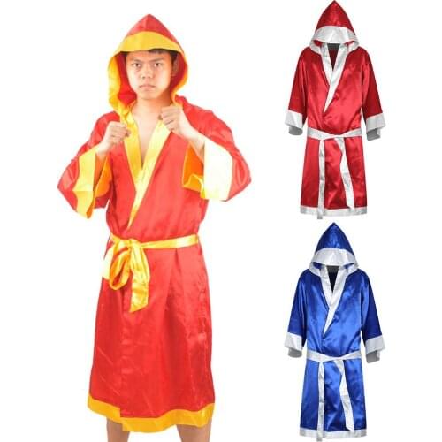 Men Boxing Robe MMA Boxing karate Match Muay Thai Hooded Long Sleeve Cloak Robe Uniform Costume unisex competicing sportswear