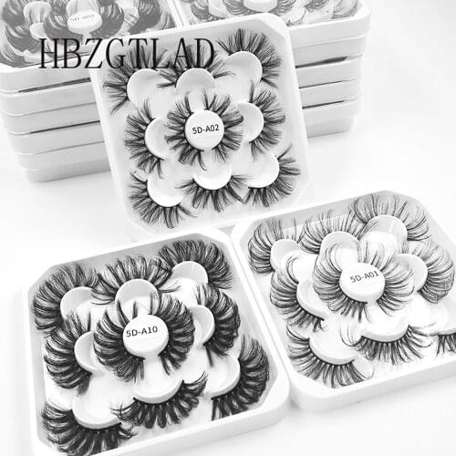 New 5 Pairs 100% mink eyelashes 25mm lashes fluffy messy 3D mink Lashes wholesale natural Long Thick false eyelashes extension