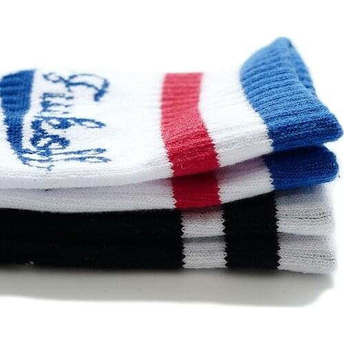LeFifino New Cotton Women Men Unisex Socks Funny Letter Socks Teen Stripes Off Letter Socks White Red Blue Ne38018