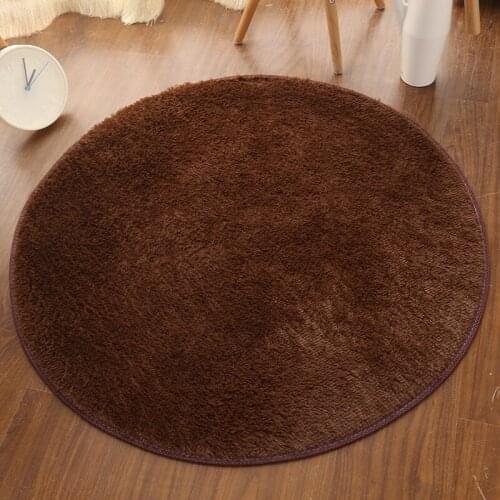 Modern Style Solid Color Silk Wool Round Carpet Cushions Living Room Bedroom Decoration Childrens Room