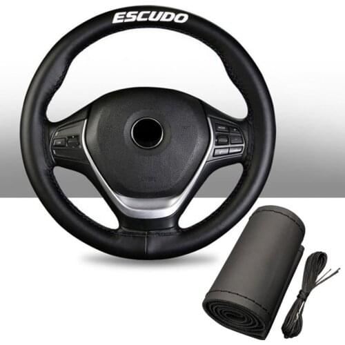 15 Inch Genuine Leather Braided Steering Wheel Cover for Suzuki Escudo Car Interior Accessories