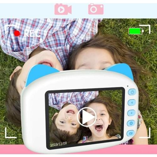 Cartoon Cat Kids Camera 3.5 inch HD 1080P Children Digital Photo Camera Toy with 600mAh Lithium Battery Gift for Kid Children