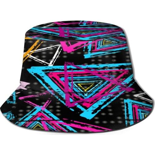 CINESSD Colorful Triangle Unisex Casual Sun Hat Bucket Hat for Men Women Bob Hip Hop Caps Summer Fisherman Hat Panama