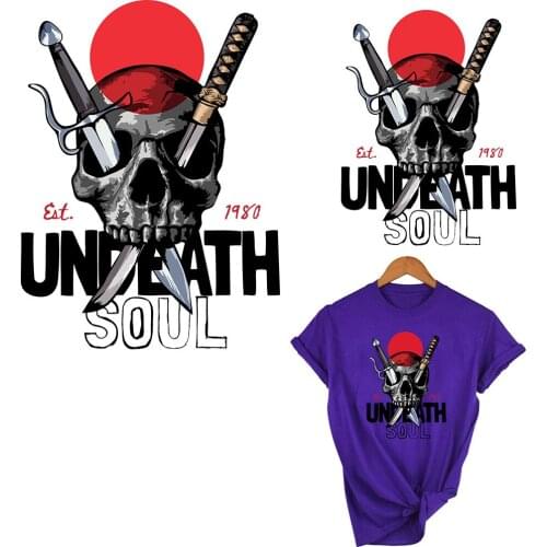 Punk Skull Stickers Patch Garment Stripe A-Level Washable Diy Thermal Transfer Clothing Stickers Iron-On Stickers Applique