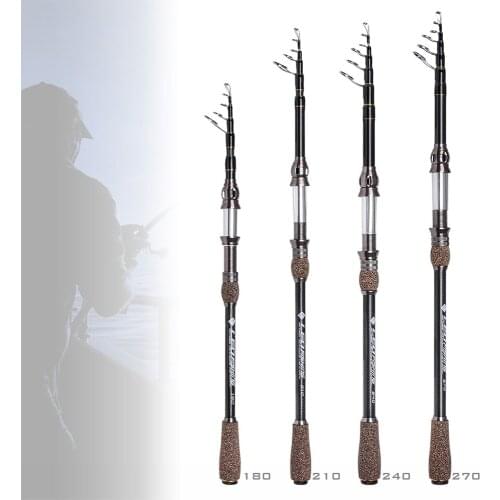 LEO 1.8m / 2.1m / 2.4m / 2.7m Telescopic Carbon Fishing Rod Ultralight Travel Sea Fishing Rod Pole with Cork Handle