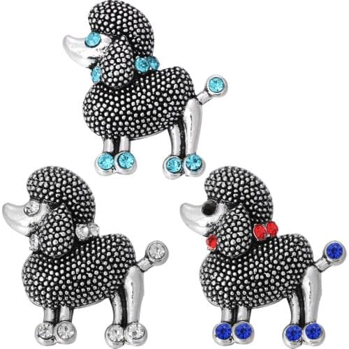 10pcs/lot Snap Jewelry Big Crystal Dog Metal 18mm Snap Button Lucky Gift Fit Snap Button Bracelet Bangles Buttons Jewelry