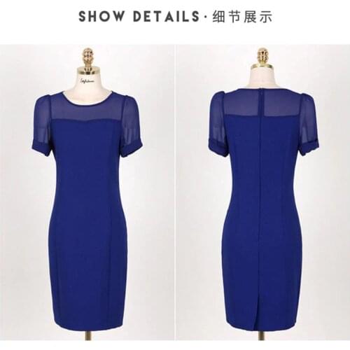 Women Formal Knee Length Asymmetrical Neck Wear to Work Business Office Bodycon Elegant Pencil Dress