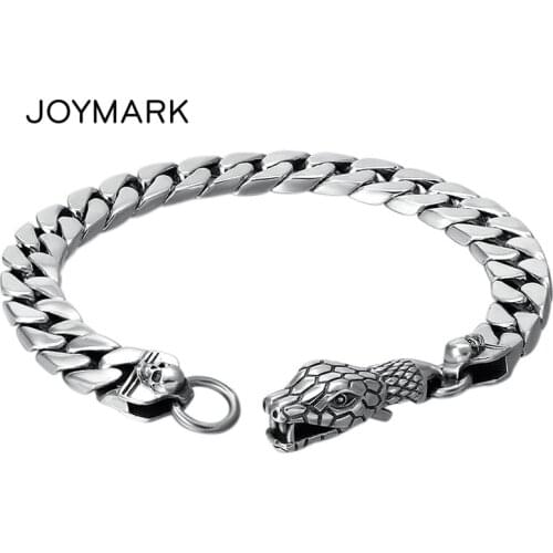 Snake Head Buckle 925 Silver Chain Bracelet Personalized Curb Chain Silver Bracelet Punk Sterling Silver Bracelets TSB522