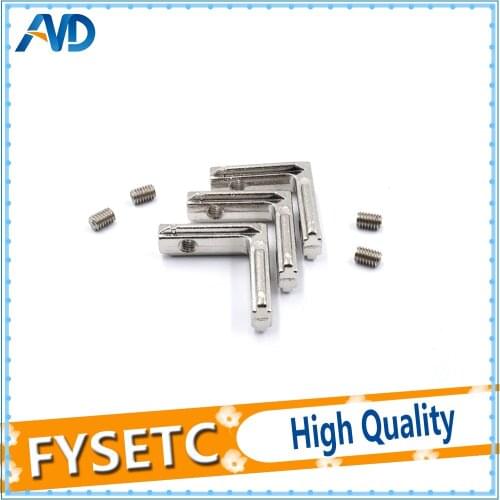100pcs T Slot L-Shape 2020 Aluminum Profile Interior Corner Connector Joint Bracket for 2020 Alu-profile (with M4 screws)
