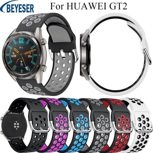 20mm Two-Color silicone strap with silver buckle Watchband For Huami Amazfit GTR 42mm High quality bracelet For HUAWEI GT2 42mm