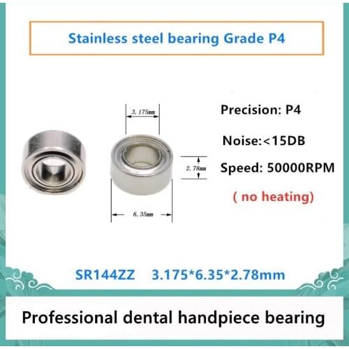 20pcs Dental Handpiece bearing SR144ZZ 3.175x6.35x2.78mm P4 stainless steel ball bearings Bending machine 50000rpm no heating