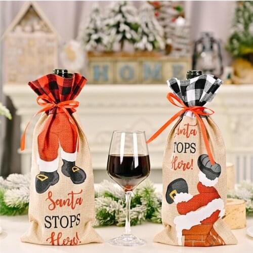 2021 Christmas Santa Wine Bottle Dust Cover Dinner Table Dceor Christmas Decorations for Home 2022 New Year Navidad Natal Noel
