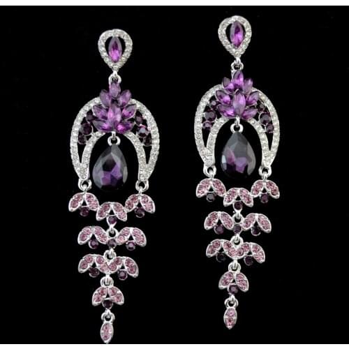 3 Colors Fashion Luxury Rhinestone Long Earrings Waterdrop Elegant Earrings For Women Wedding Bridal Gift Jewelry Fashion