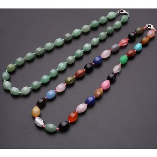 3pcs/lot Natural Crystal Semi-precious Stone Sodalite Womens Colorful Choker Necklace Knotted Facet Beaded Necklace Collar Free