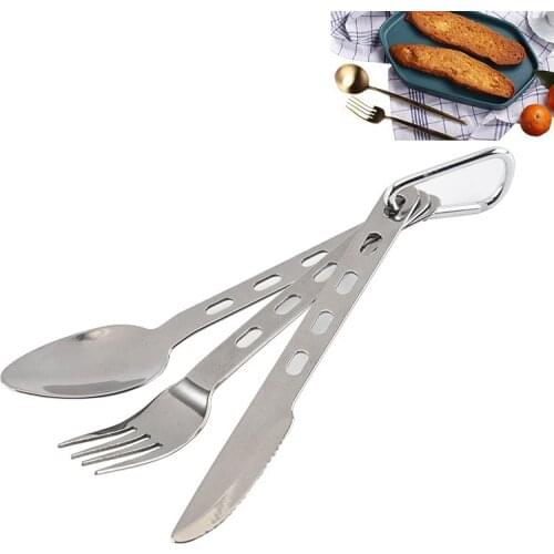 3In1 Outdoor Tableware Set Camping Cooking Supplies Stainless Tableware Set