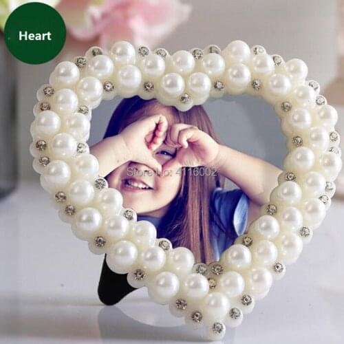 30pcs 3-inch Heart Round Square Framework Pearl Decor Photo Frame Wedding Photo Studio Photo Album Pendulum Ornaments