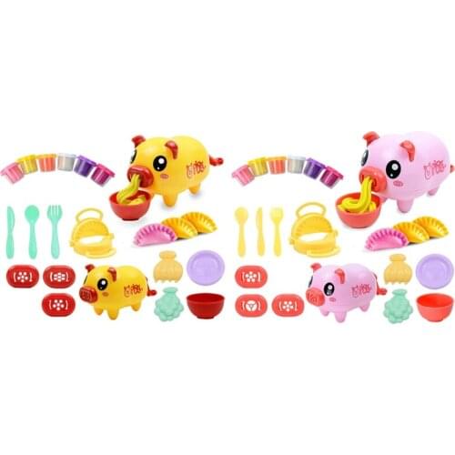 Cute Pig Noodles Dumplings Maker 3D Clay Mold Tool Set DIY Non Toxic Plasticine Modeling Pretend Play Toy