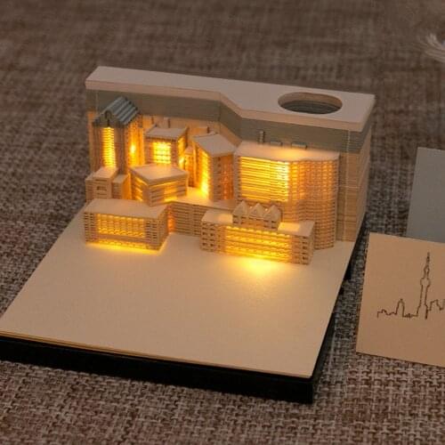 3D Three-dimensional City Night Memo Pad Note Pad Novelty Design Construction Paper Carving Crafts Sticky Notes Creative Gift