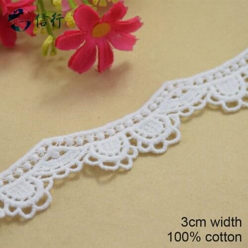 5yards 3cm Cotton embroid lace sewing ribbon guipure trims or fabric warp knitting DIY Garment Accessories free shipping#3618