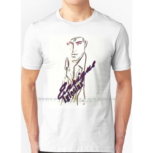 Enrique White Sketch T Shirt 100% Pure Cotton Enrique Iglesias 2021