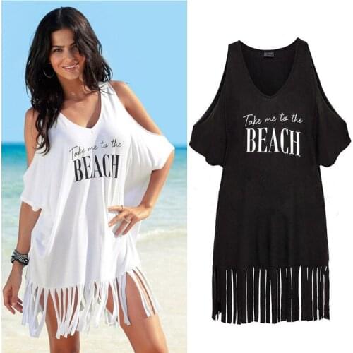 Bikinis 2020 Women off shoulder beach tassles Cover Ups Swimwear Beach Maxi Dress bikinis cover ups swimsuit with Dress