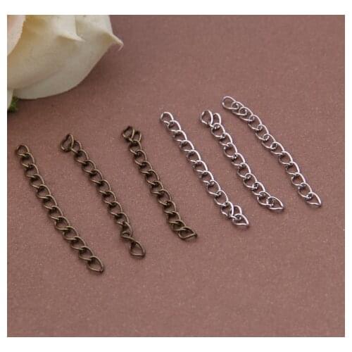 50pcs/lot 5 Colors Metal Bulk Tail Chains Extended Extension Chain for Bracelets Necklace DIY Jewelry Making