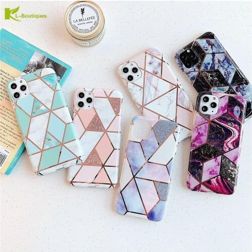Case Cover for iPhone SE 2020 11 Pro X XS XR MAX 7 8 Plus Case for iPhone 6 6s plus Etui Soft Plating Splice Marble Cases