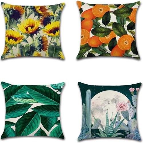 Floral Tropical Plant Leaves Pillow Case Cushion Cover Home Decor Rainforest Green Leaves Plants Throw Sofa Car Cushion Cover