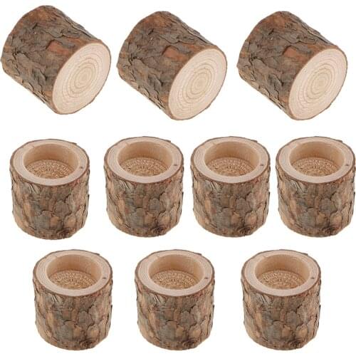 Hot Sale 10-piece Natural Tree Stump Wooden Candle Holder Tea Light Wedding Decor 5cm for Wedding Party Decor Favor Gift