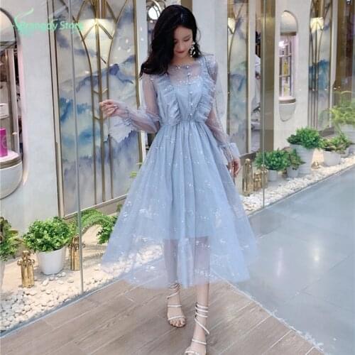 Harajuku 2021 Designer Womens Clothing Fairy Clothes Korean Fashion Summer Elegant Cottagecore Cute Tulle Dress