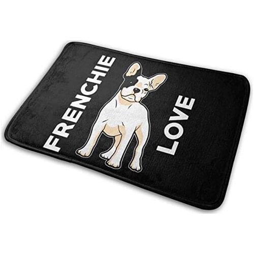 Frenchie Love Cute French Bulldog Non Slip Doormats Bathroom Rugs for Indoor Outdoor Front Door Bathroom Mats